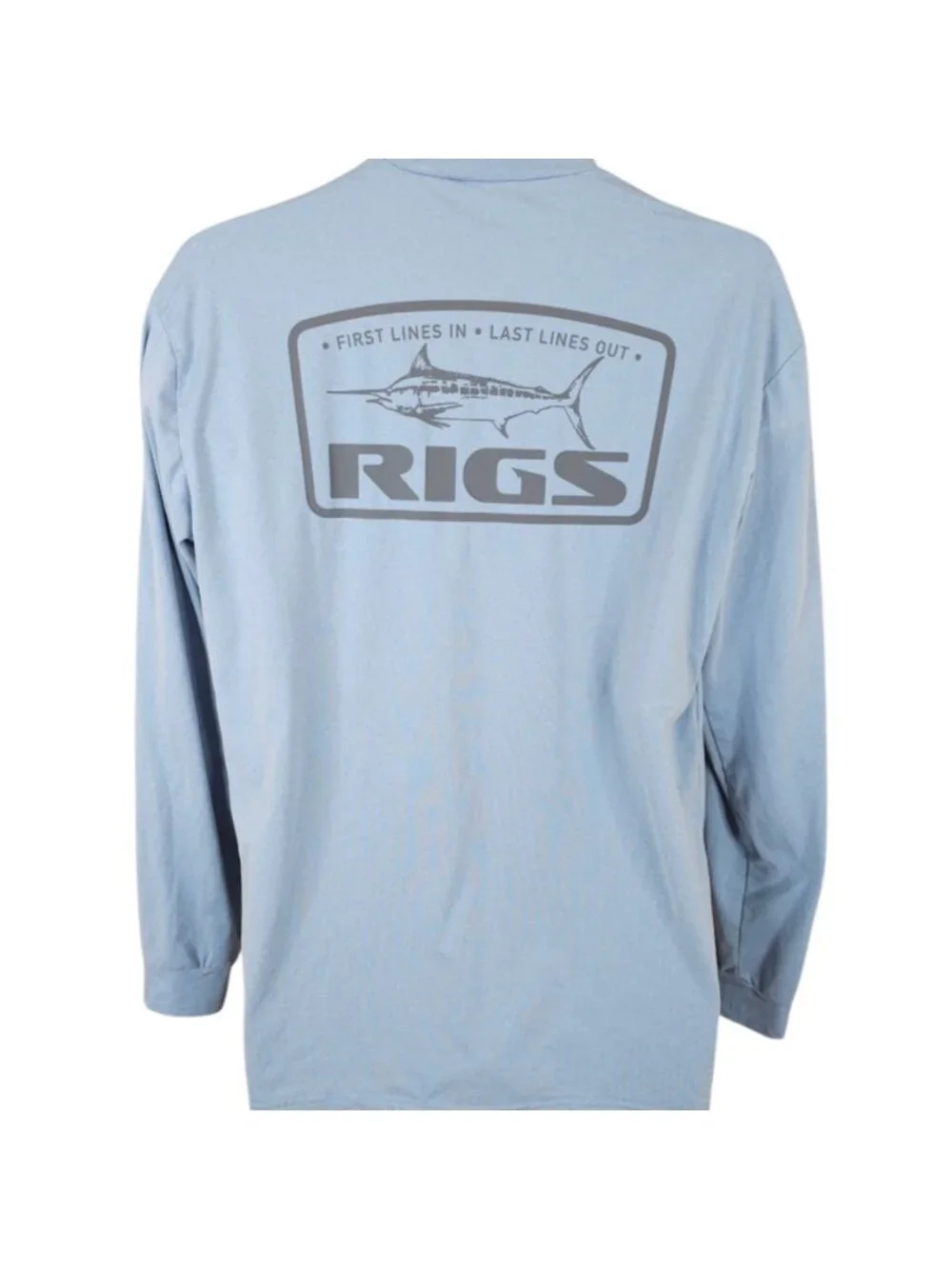 Rigs Fishing Shirt Mens Size Medium Blue Marlin Fish 50+ UPF Relaxed Fit - Picture 4 of 7